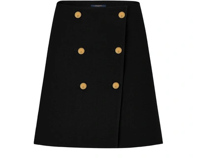 Shop Louis Vuitton Wool And Silk Button Skirt In Noir