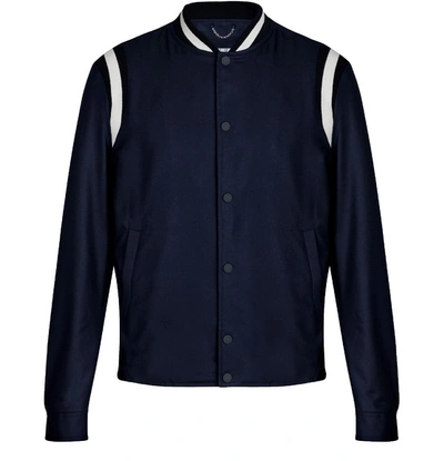 Shop Louis Vuitton Embroidered Varsity Jacket In Navy