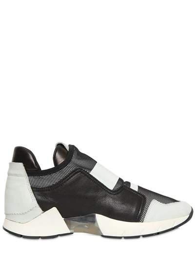 Shop Cinzia Araia Mesh & Leather Running Sneakers In Black/white