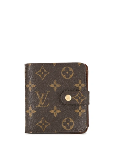 Pre-owned Louis Vuitton 经典logo翻盖钱包 In Brown
