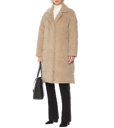 Shop Moncler Bagaud Faux-fur Coat In Beige
