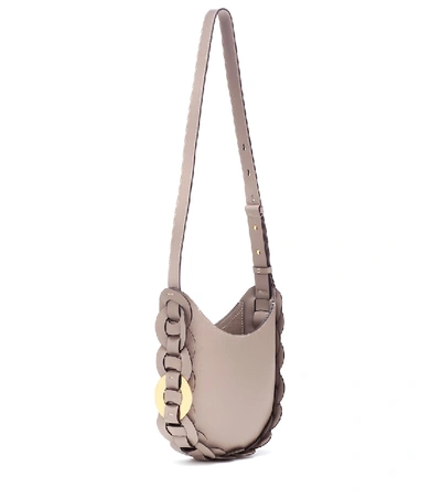 Shop Chloé Darryl Small Leather Shoulder Bag In Grey