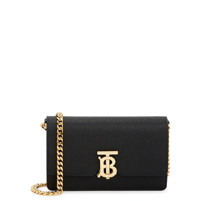 Shop Burberry Carrie Black Leather Shoulder Bag