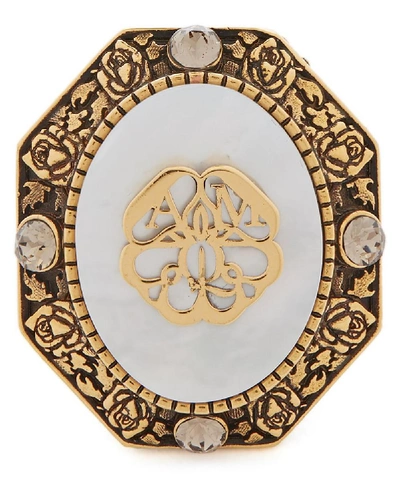 Shop Alexander Mcqueen Gold-tone Brass Signature Ring