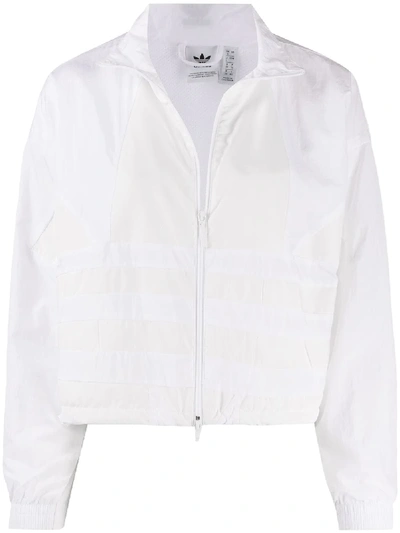 Shop Adidas Originals Panelled Logo Jacket In White