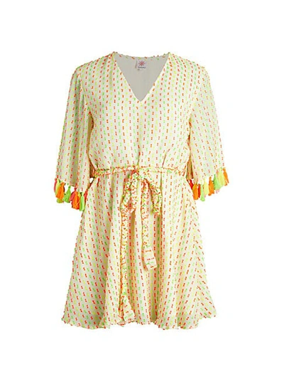 Shop Tessora Abigail Tassel-trimmed Dress In Neon Orange