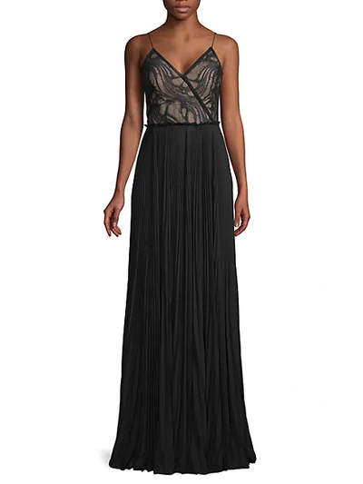 Shop Jason Wu Collection Water Lace Spaghetti-strap Gown In Black