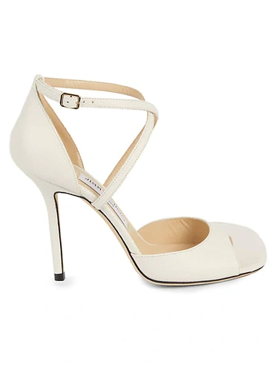 Shop Jimmy Choo Ankle-strap Stiletto Leather Sandals In Latte