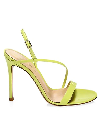 Shop Gianvito Rossi Manhattan Neon Patent Leather Slingback Sandals In Lemonade