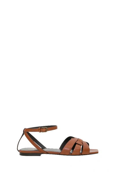 Shop Saint Laurent Tribute Sandals In Cuoio