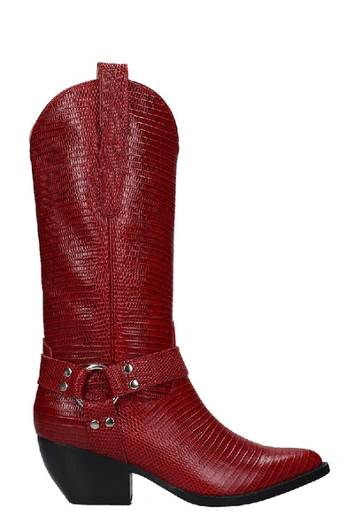 Shop Jeffrey Campbell Armon Low Heels Boots In Red Leather
