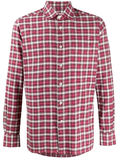 Shop Kiton Checked Cotton Shirt In Red