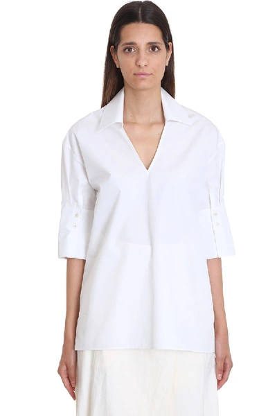 Shop Jil Sander Magda Blouse In White Cotton