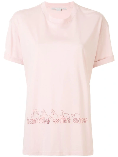 Shop Stella Mccartney Handle With Care T-shirt In Pink