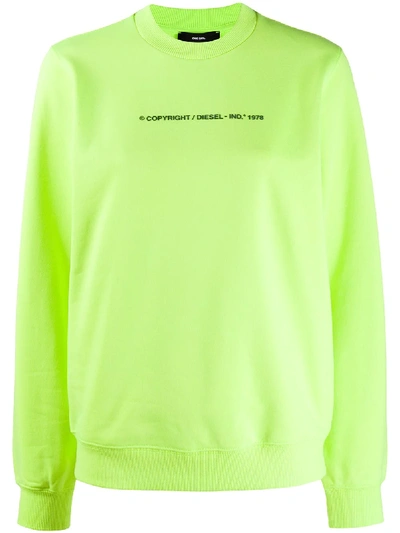 Shop Diesel Copyright Print Sweatshirt In Green