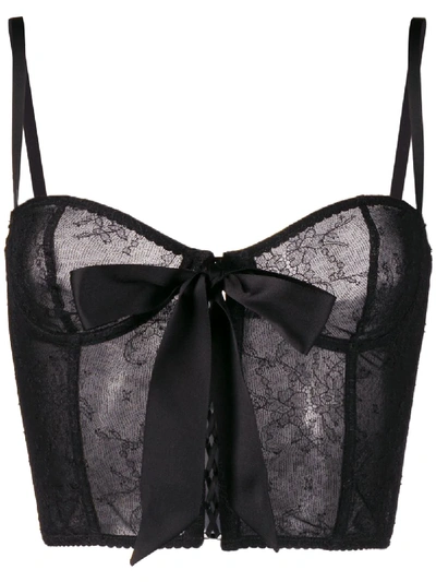 Shop Alessandra Rich Lace Bustier Corset Top In Black