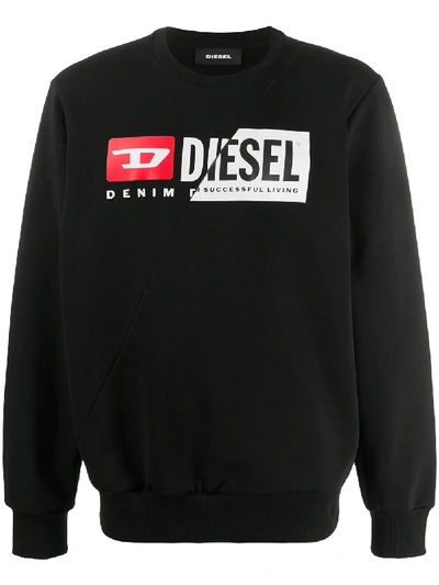 Shop Diesel Logo Print Sweatshirt In Black