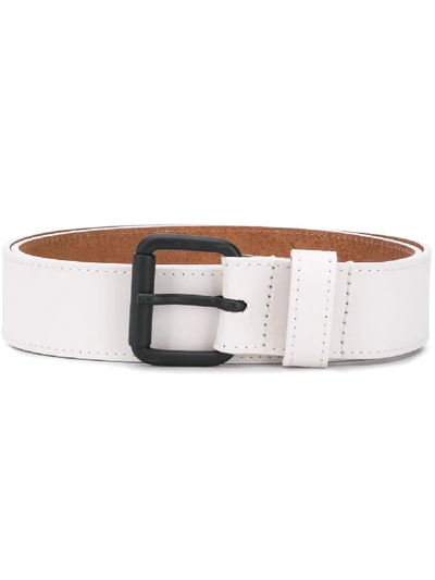 Shop Diesel Leather Belt With Contrast Buckle In White