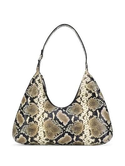 Shop By Far Amber Snakeskin Print Shoulder Bag In Green