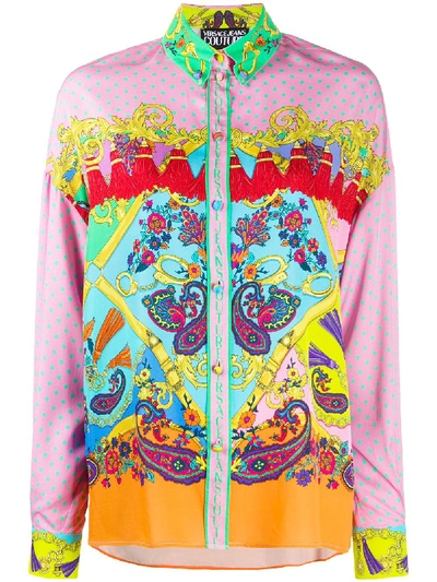 Shop Versace Jeans Couture Baroque Print Shirt In Pink