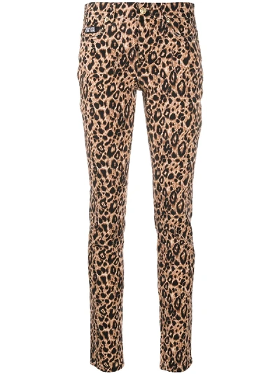 Shop Versace Jeans Couture Leopard Print Trousers In Brown