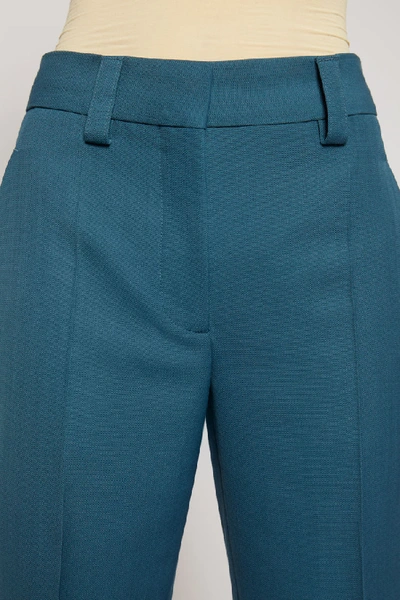 羊毛混纺锥型长裤 蓝绿色