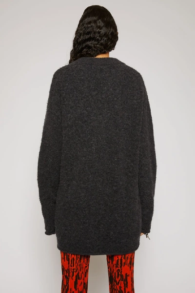 Shop Acne Studios Oversized V-neck Sweater Washed Black