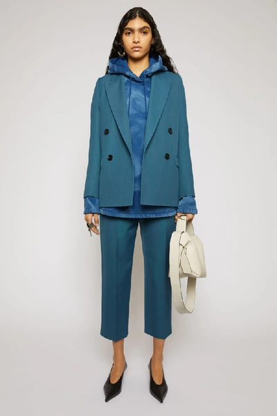 Shop Acne Studios Double-breasted Suit Jacket Teal Blue