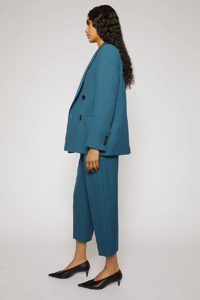 Shop Acne Studios Double-breasted Suit Jacket Teal Blue