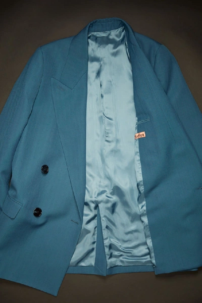 Shop Acne Studios Double-breasted Suit Jacket Teal Blue
