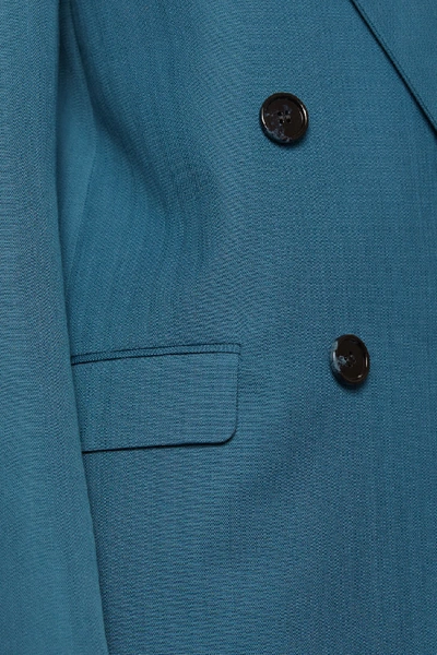 双排扣西装外套 蓝绿色