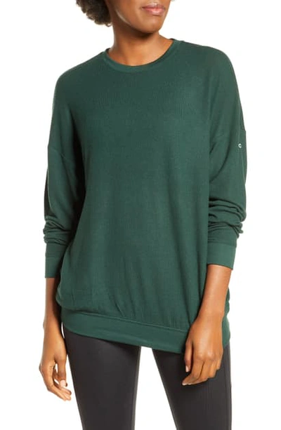 Shop Alo Yoga Soho Crewneck Pullover In Forest