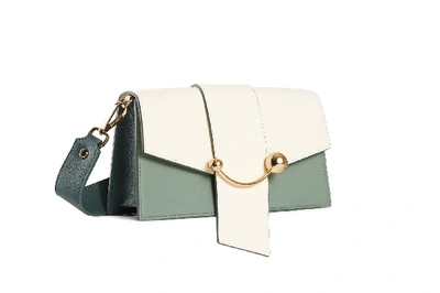 Shop Strathberry Mini Crescent In Vanilla/sage/bottle Green