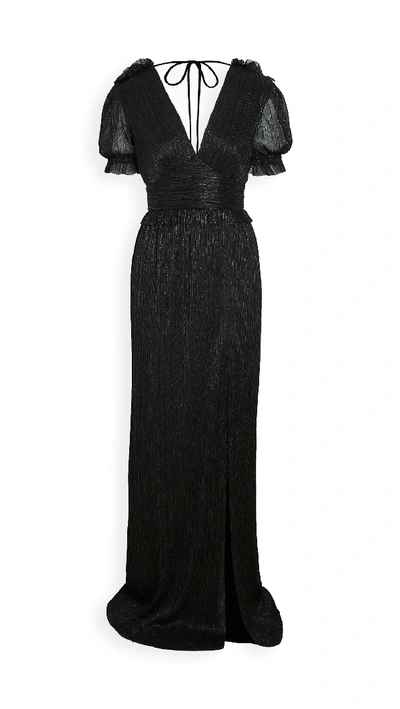 Shop Rebecca Vallance Luna Short Sleeve Gown In Black