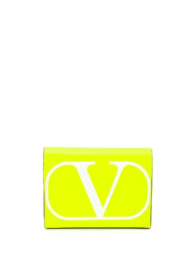 Shop Valentino Vlogo Flap Coin Purse In Yellow