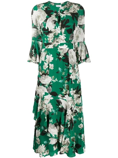 Shop Erdem Florence Rose Wallpaper-print Dress In Green