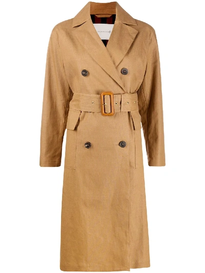 Shop Mackintosh Belted Trench Coat In Brown