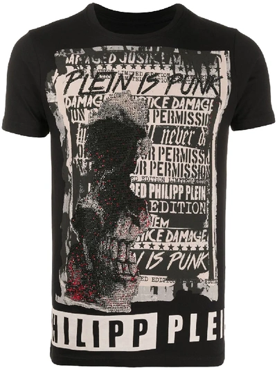 Philipp Plein Plein Is Punk Print T-shirt In Black | ModeSens