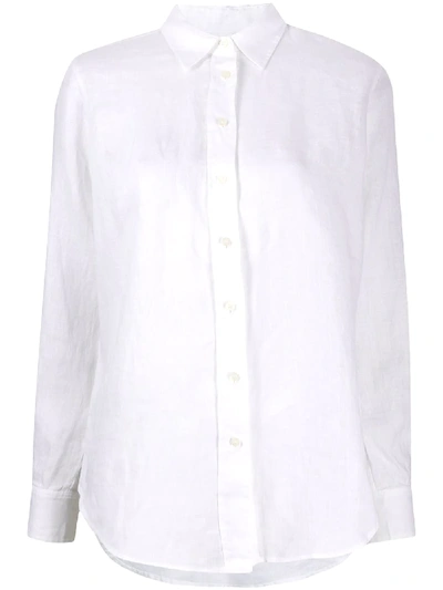 Shop Polo Ralph Lauren Straight Linen Shirt In White