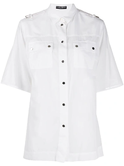 Shop Dolce & Gabbana Epaulettes Short-sleeved Shirt In White