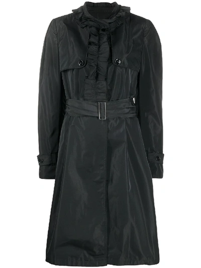 Shop Dolce & Gabbana Ruffled Trench Coat In Black