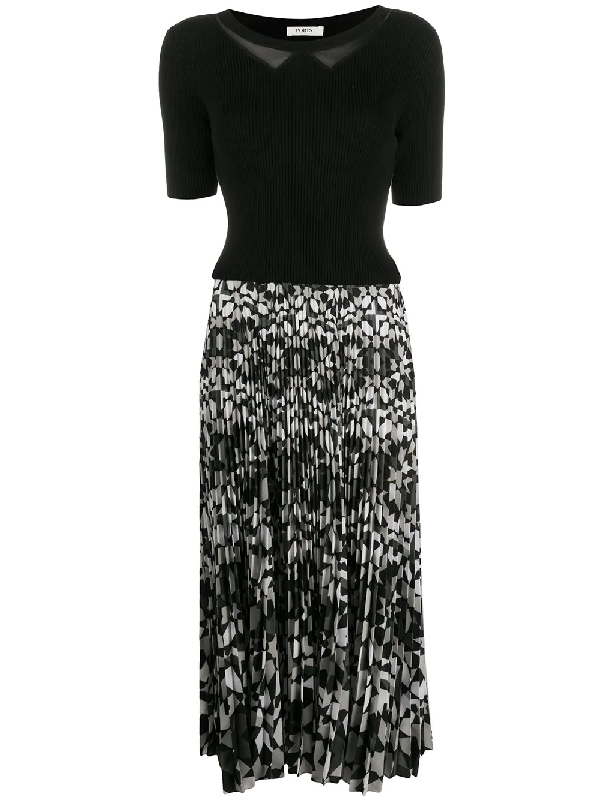 pleated skirt midi dress