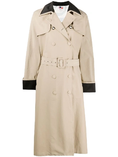 Shop Ports 1961 Contrast-panel Trench Coat In Neutrals