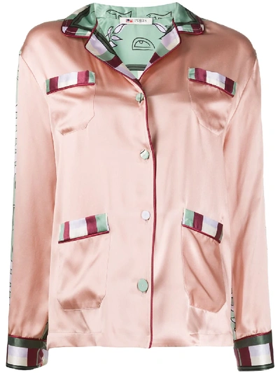 Shop Ports 1961 Long Sleeve Silk Shirt Jacket In Pink