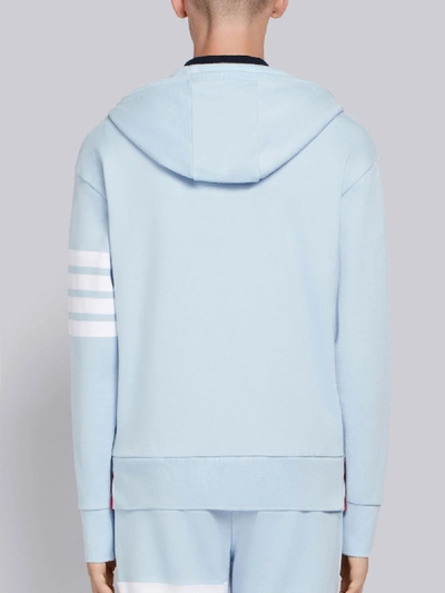 Shop Thom Browne Light Blue Classic Loopback Jersey 4-bar Zip-up Hoodie