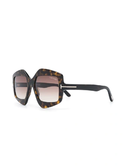 Shop Tom Ford Oversized Geometric Frame Sunglasses In Brown