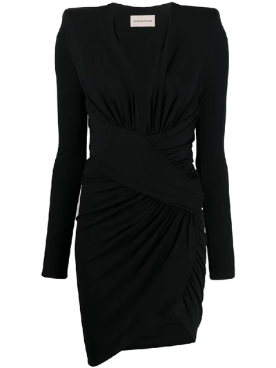 Shop Alexandre Vauthier V-neck Ruched Dress In Black