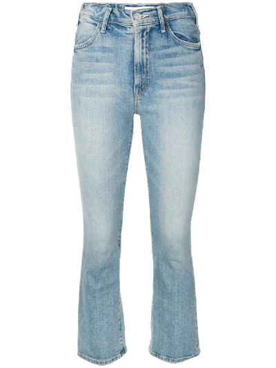 Shop Mother I Confess High-rise Cropped Kick-flare Jeans In Blue