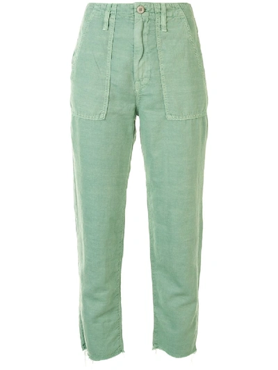 Shop Mother The Shaker Cropped Trousers In Green