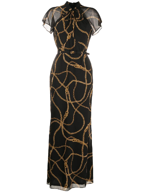 ralph lauren black and gold dress